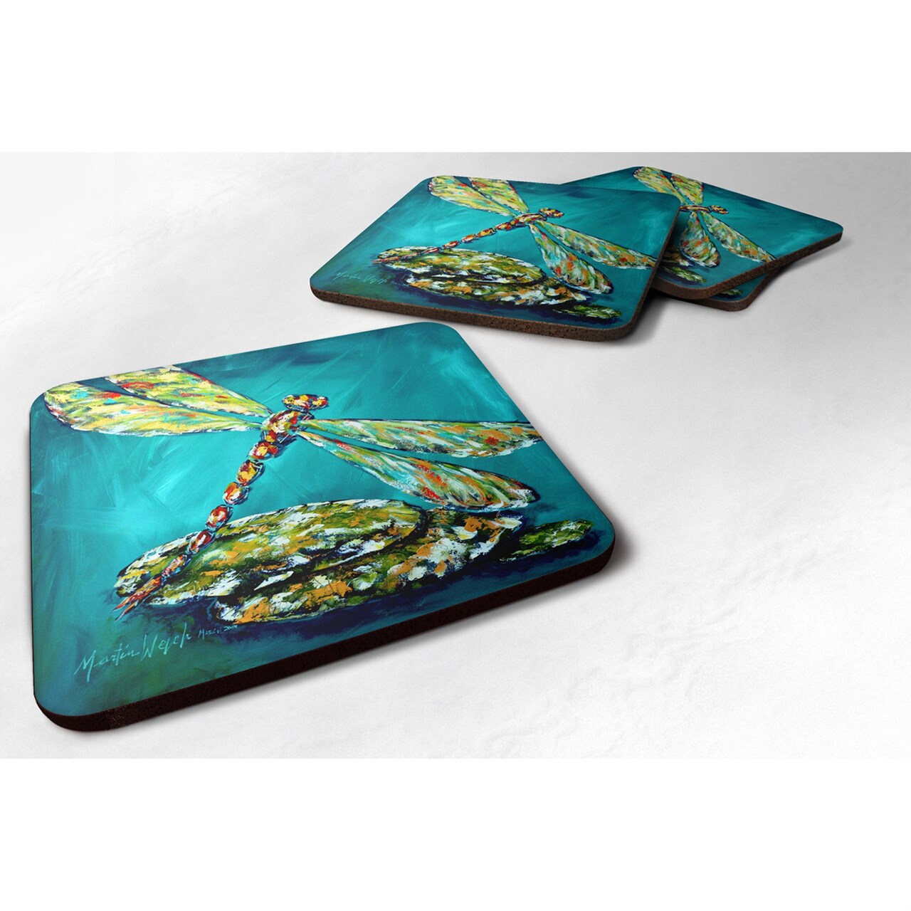 Caroline's Treasures MW1144FC Insect-Dragonfly Matin Foam Coaster, 3.5", Multicolor